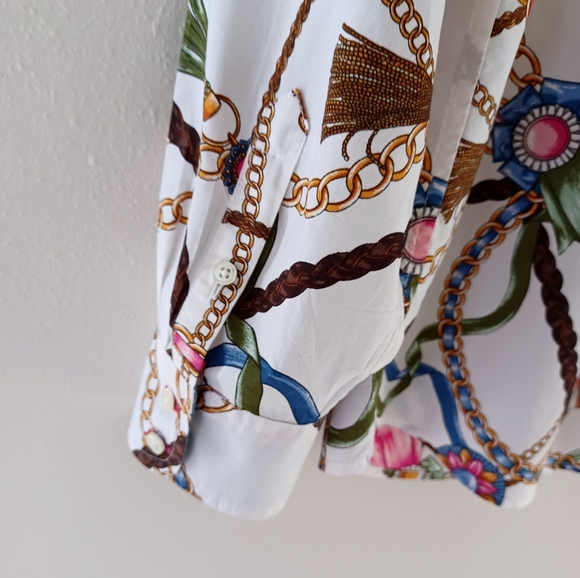 TALBOTS Classic Cotton Shirt - Links & Ribbons, size L - Picture 8 of 15